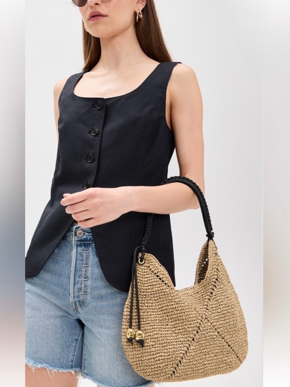 Madewell 
The Camren Straw shoulder bag Color:Natural Multi Summer Bag Vacation